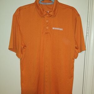 Whataburger Orange Striped Uniform Shirt Sleeve Polo Shirt Men's sz Medium